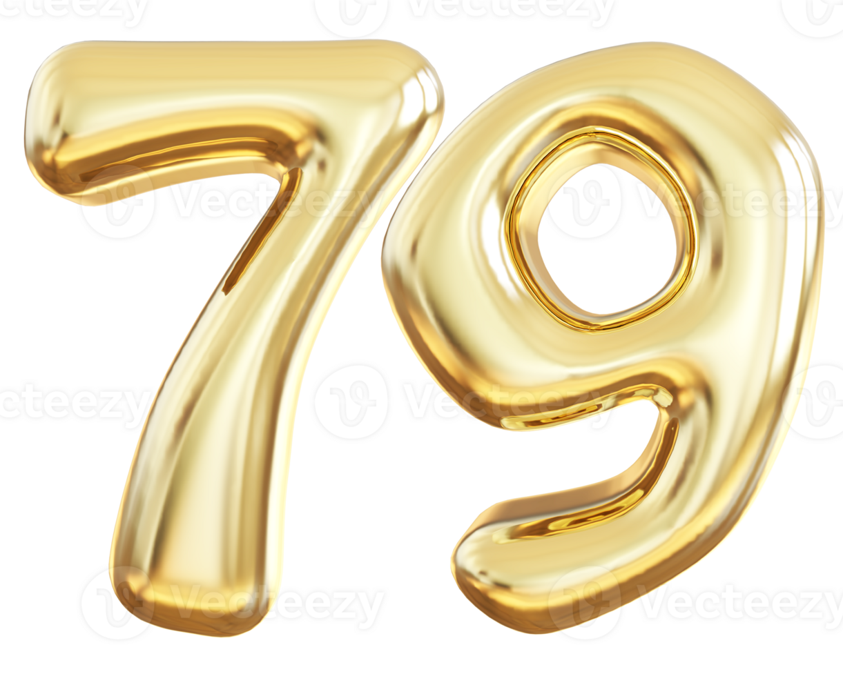 Gold 3d number 79 png