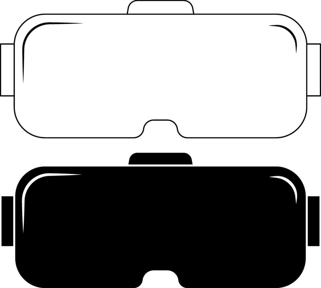 outline silhouette Virtual reality vr glasses icon set vector
