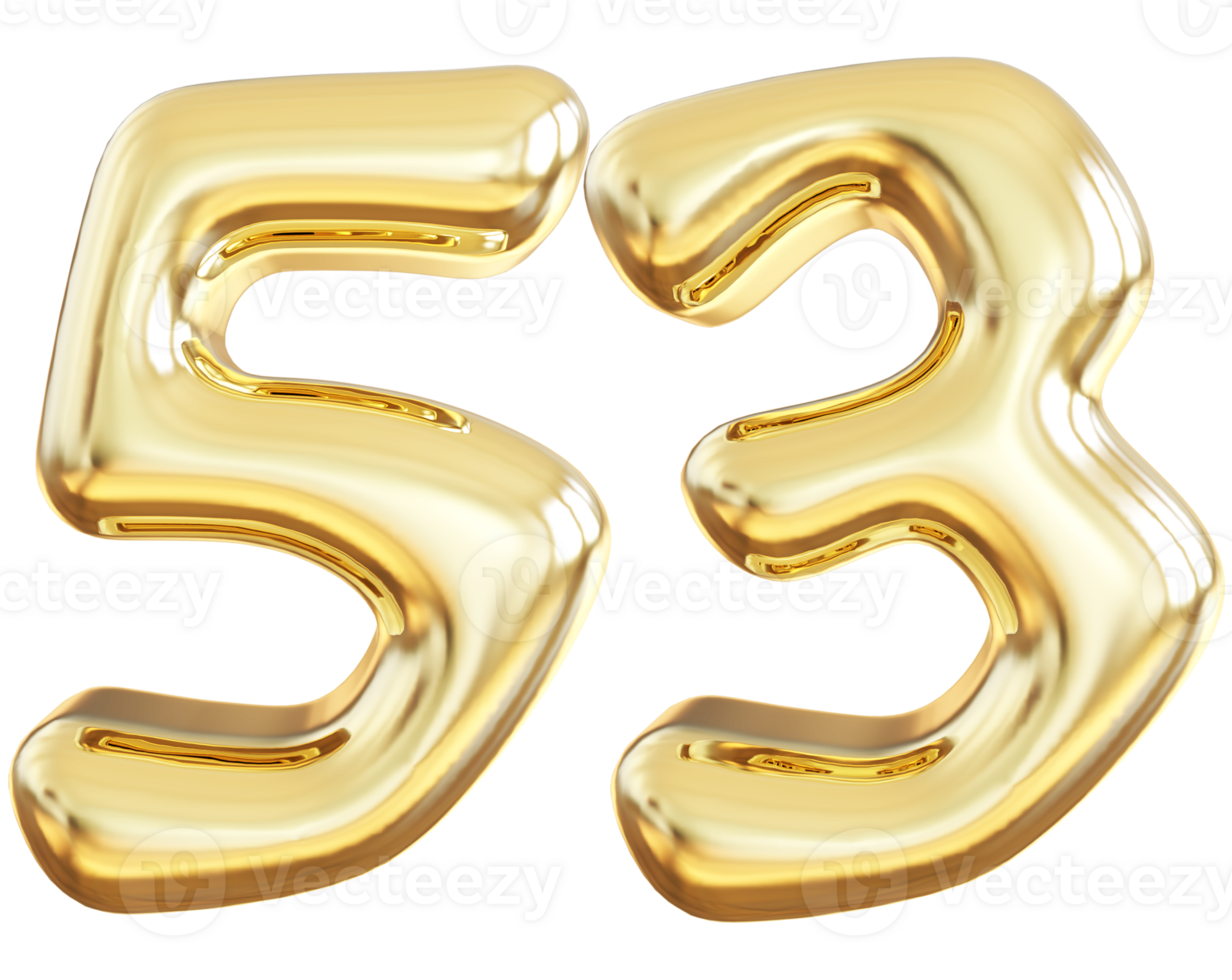 Gold 3d number 53 png