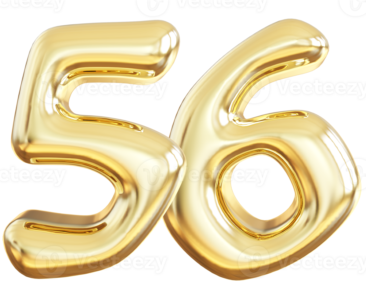 Gold 3d number 56 36304327 PNG