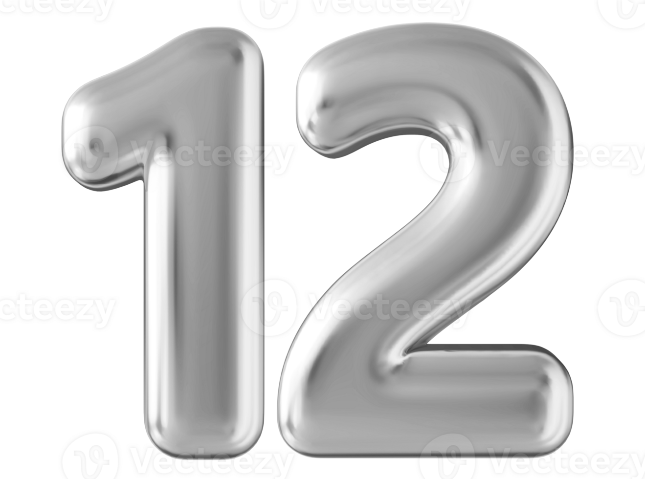 Silver 3d number 12 png