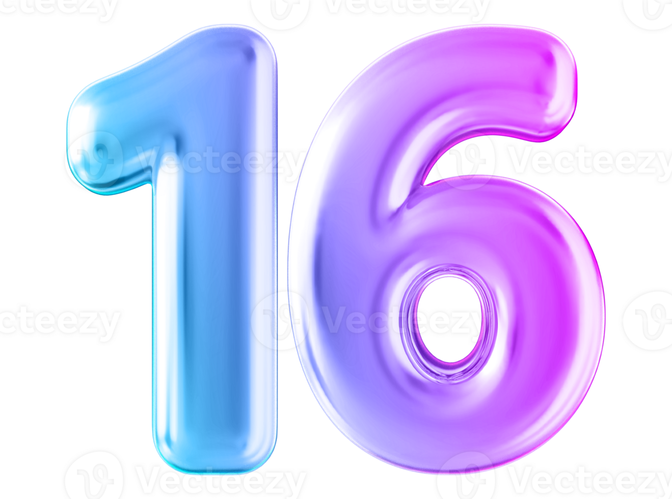 Gradient 3d number 16 png