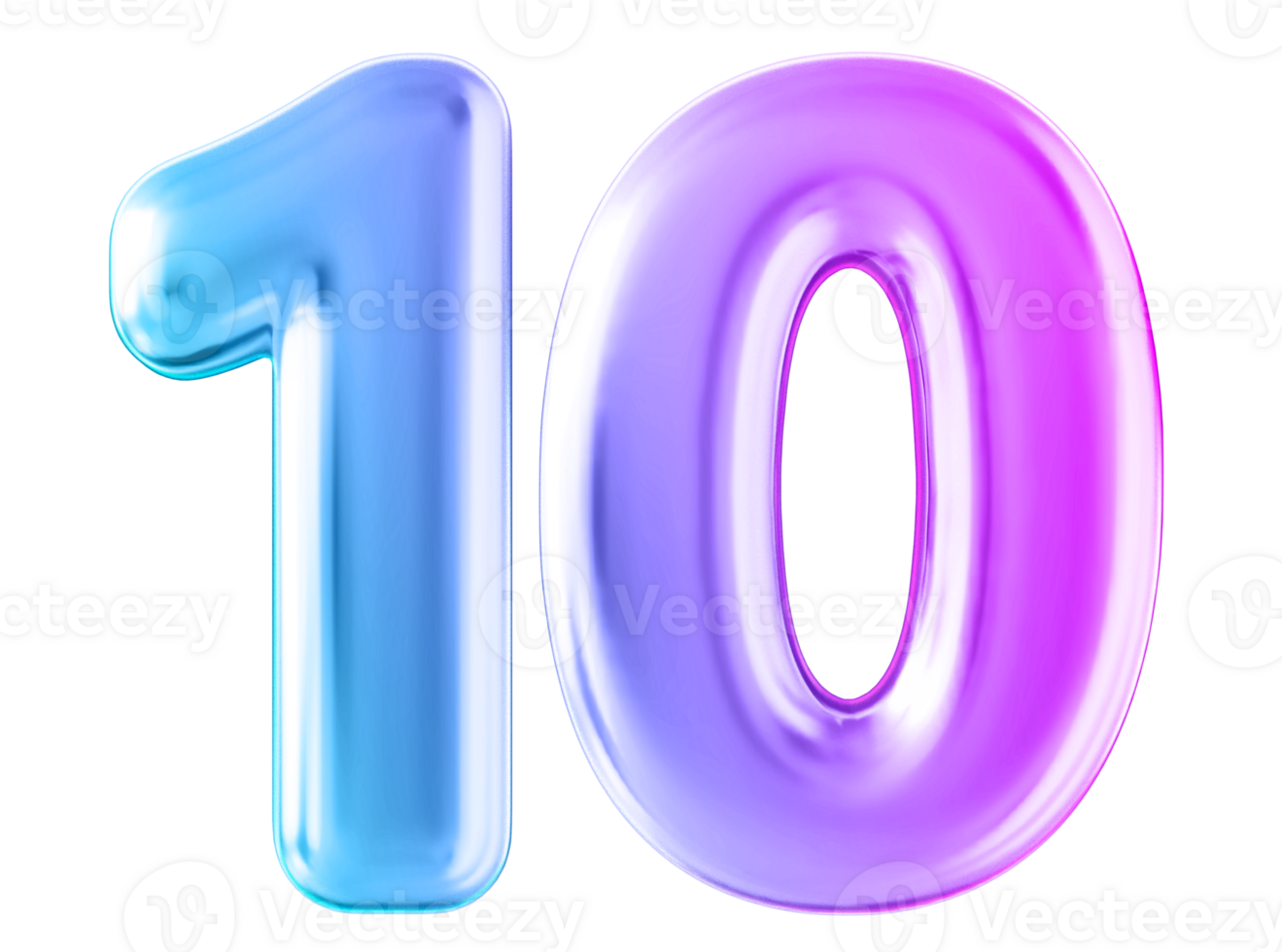 Gradient 3d number 10 png