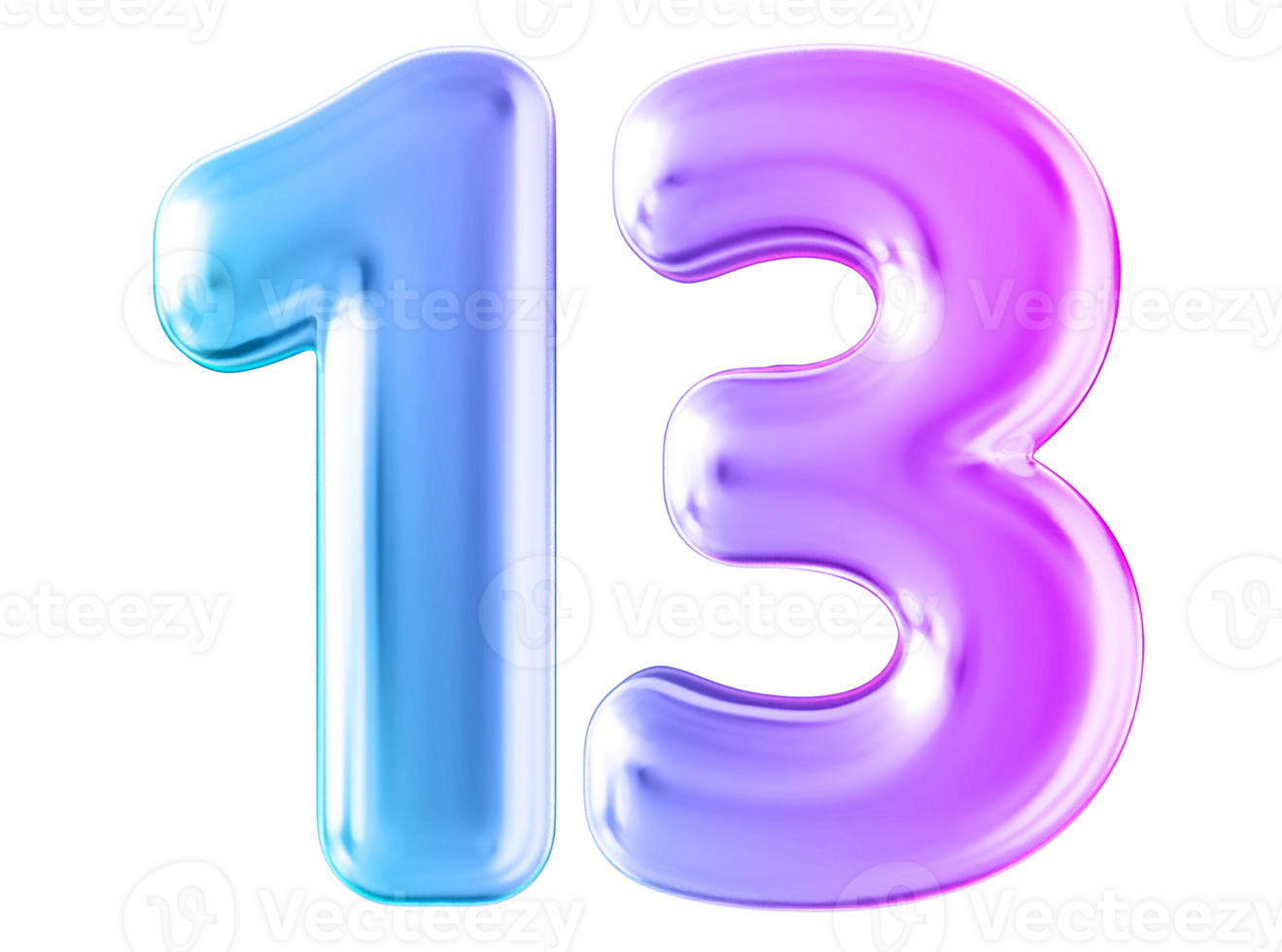 Gradient 3d number 13 png