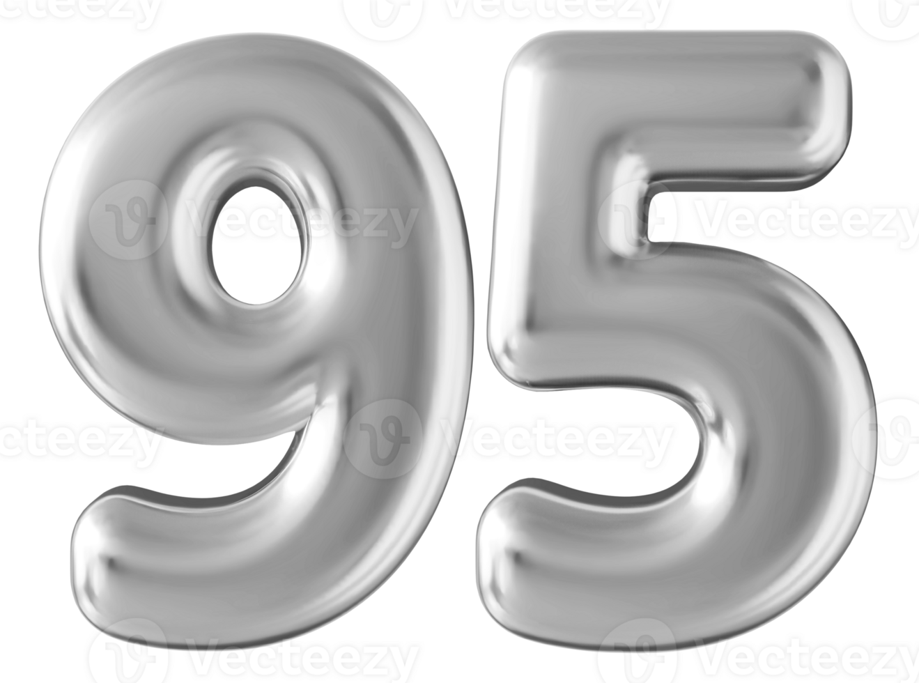 Silver 3d number 95 png