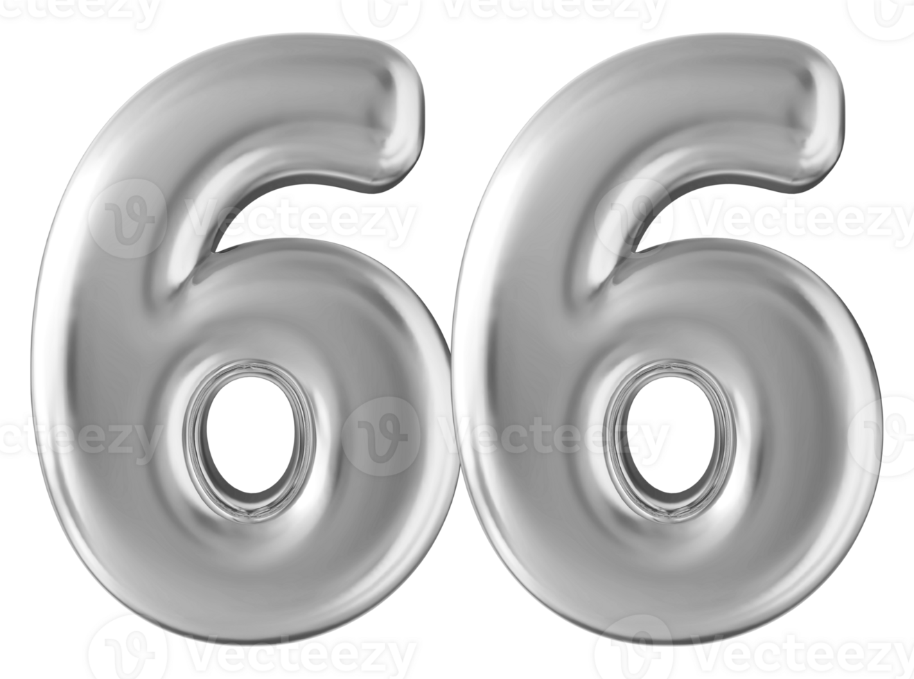 Silver 3d number 66 png