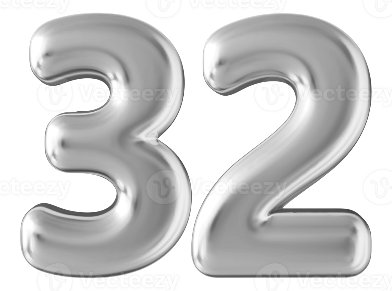 Silver 3d number 32 png