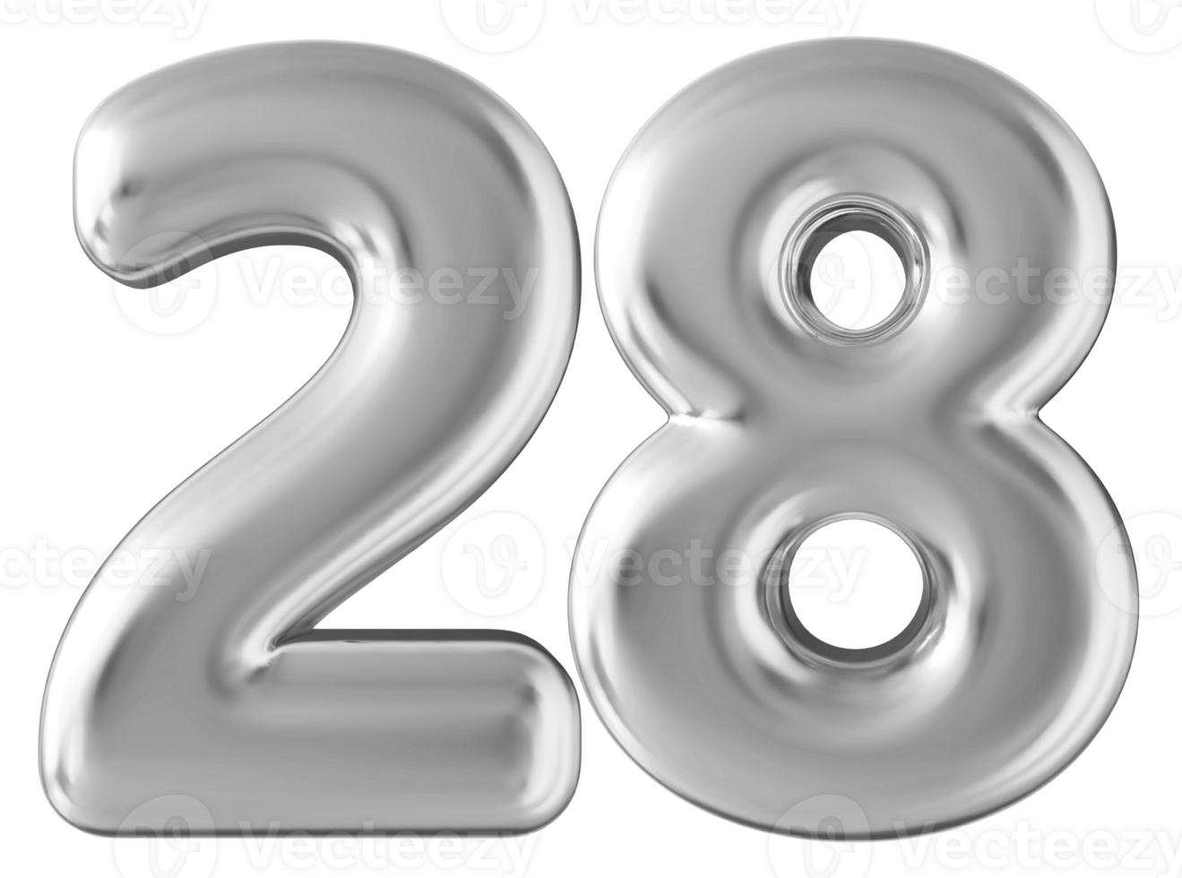 Silber 3d Nummer 28 png