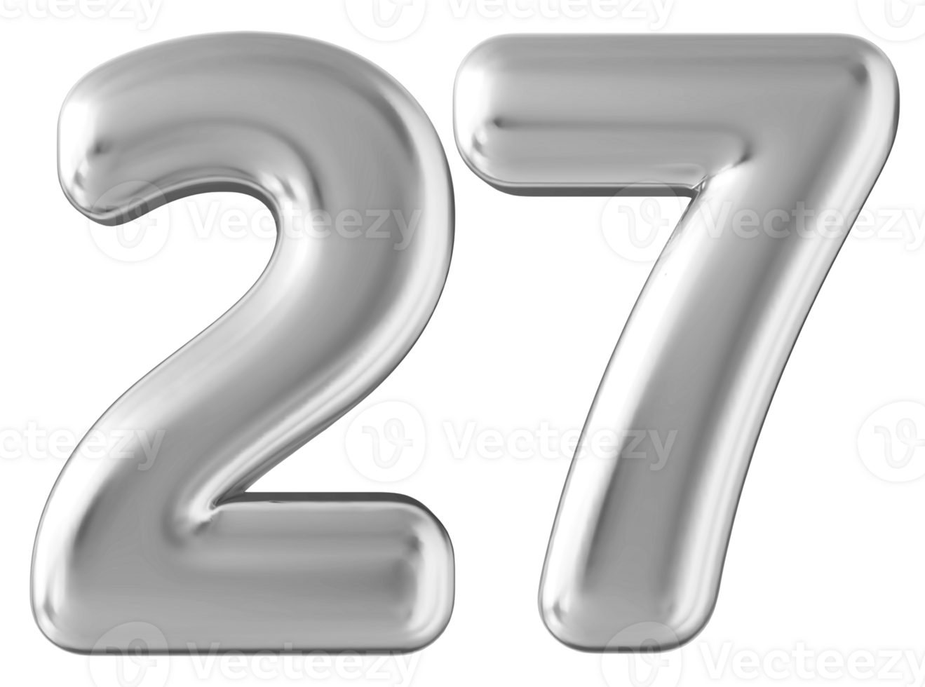 Silver 3d number 27 png