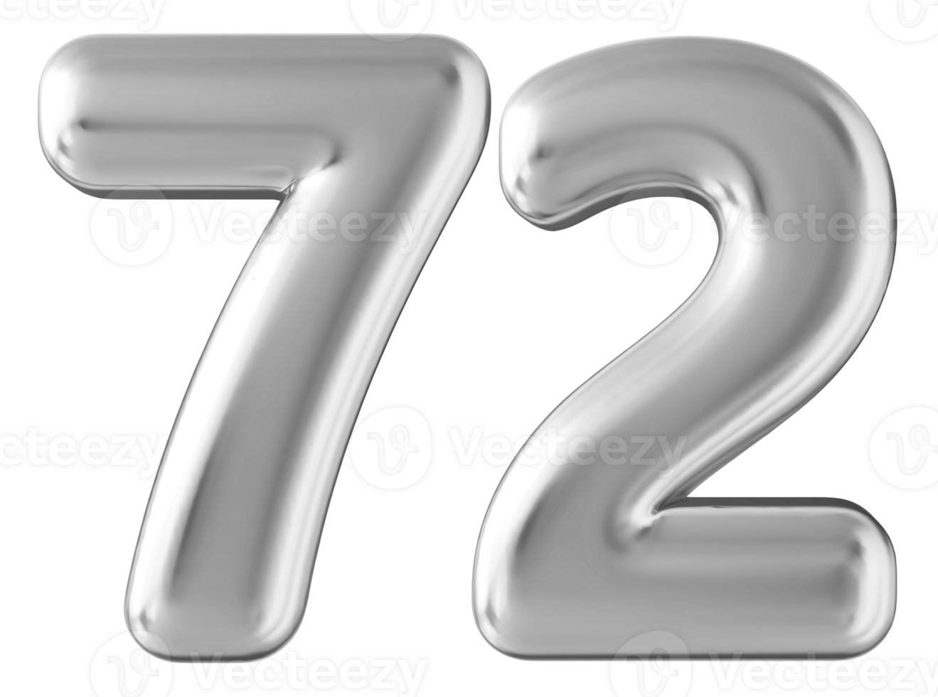 Silver 3d number 72 png