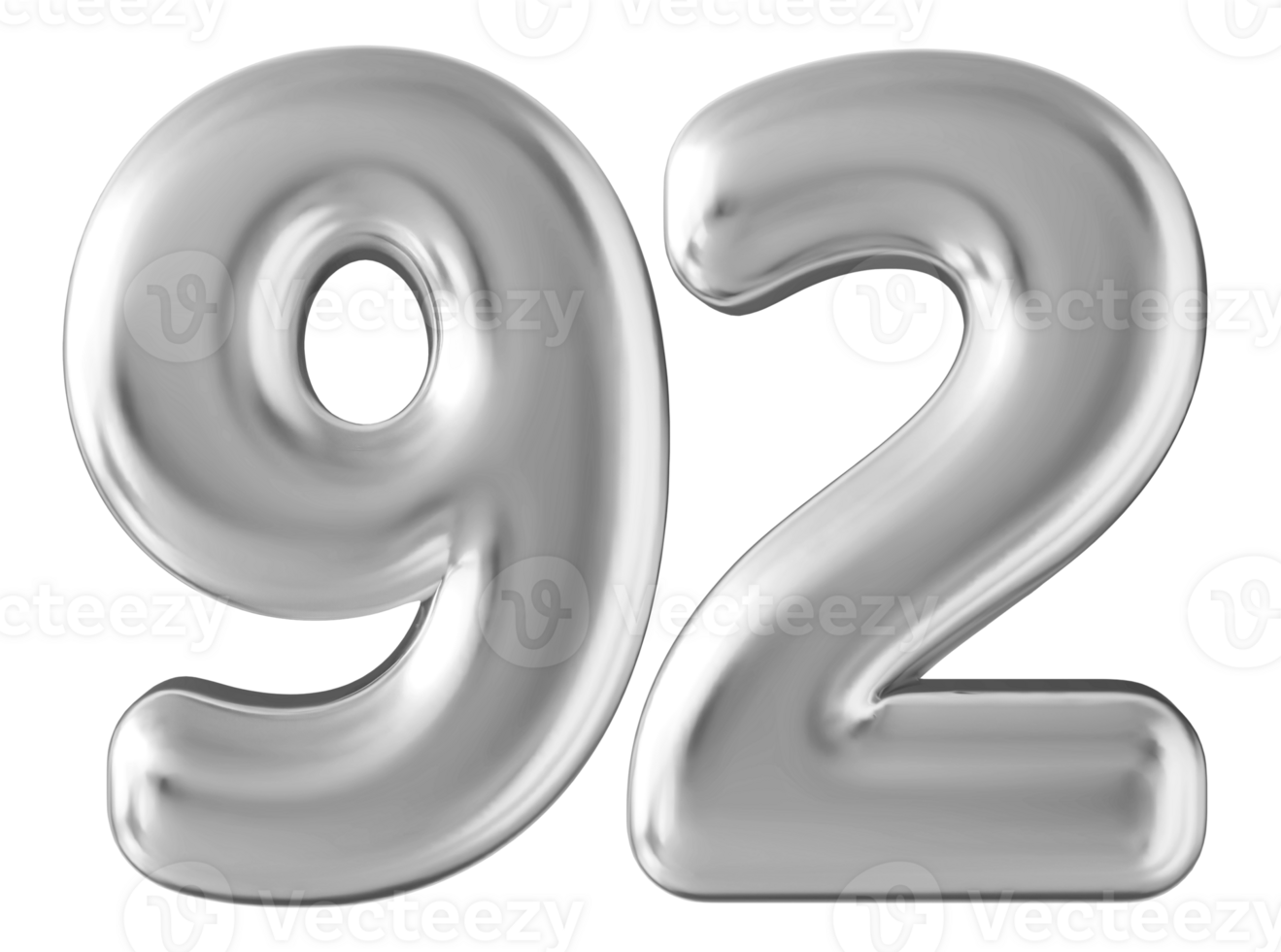 Silver 3d number 92 png