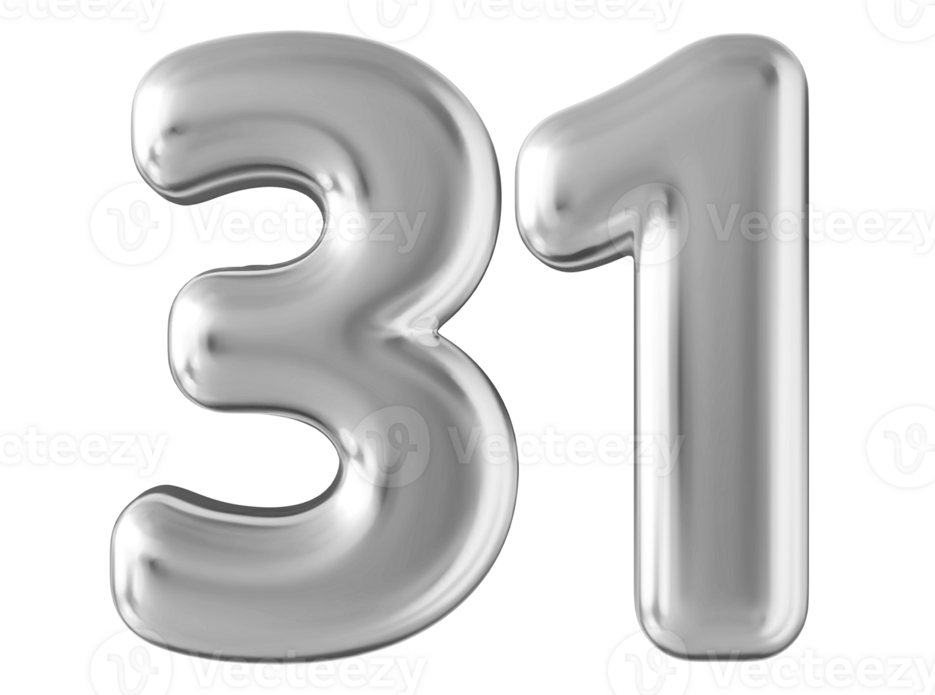 Silver 3d number 31 png