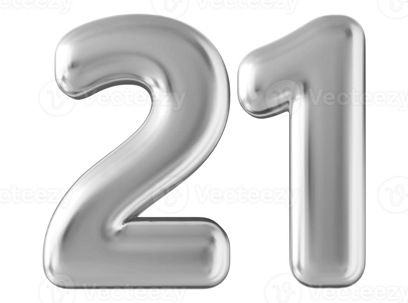 Silver 3d number 21 png