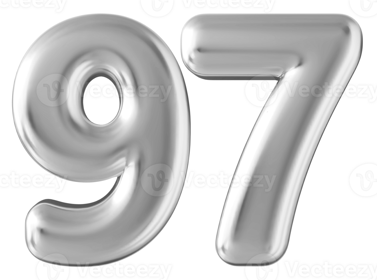 Silver 3d number 97 png