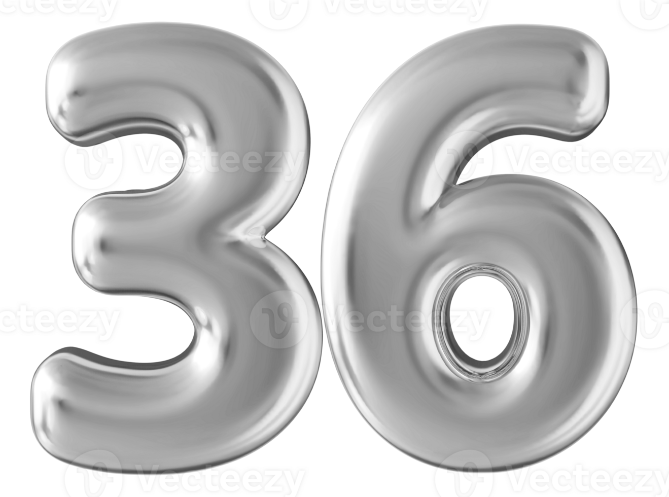 Silver 3d number 36 png