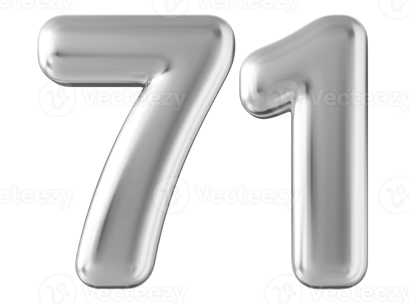 Silver 3d number 71 png