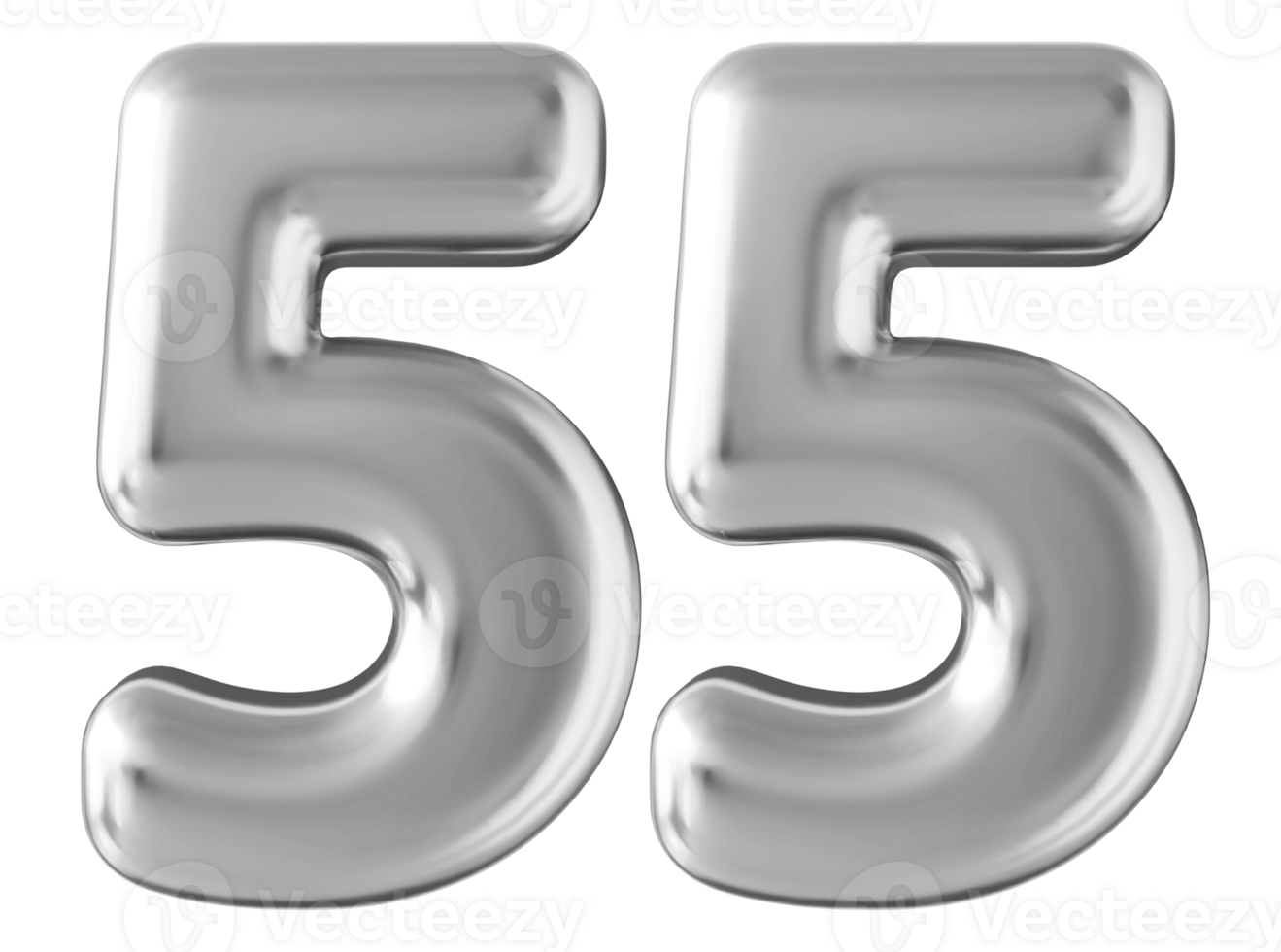 Silver 3d number 55 png