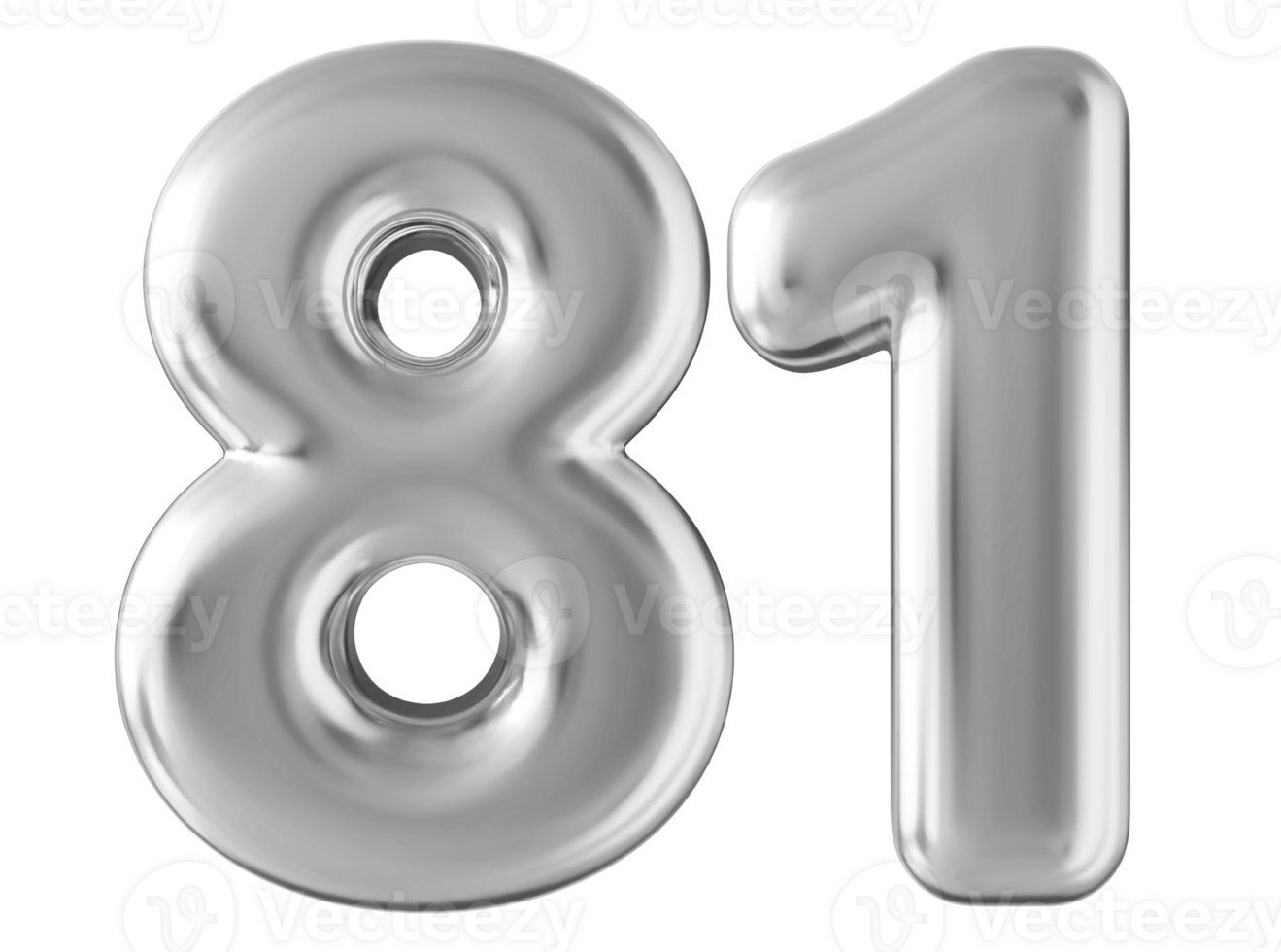 argent 3d nombre 81 png