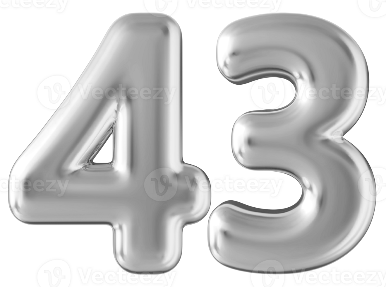 Silver 3d number 43 png