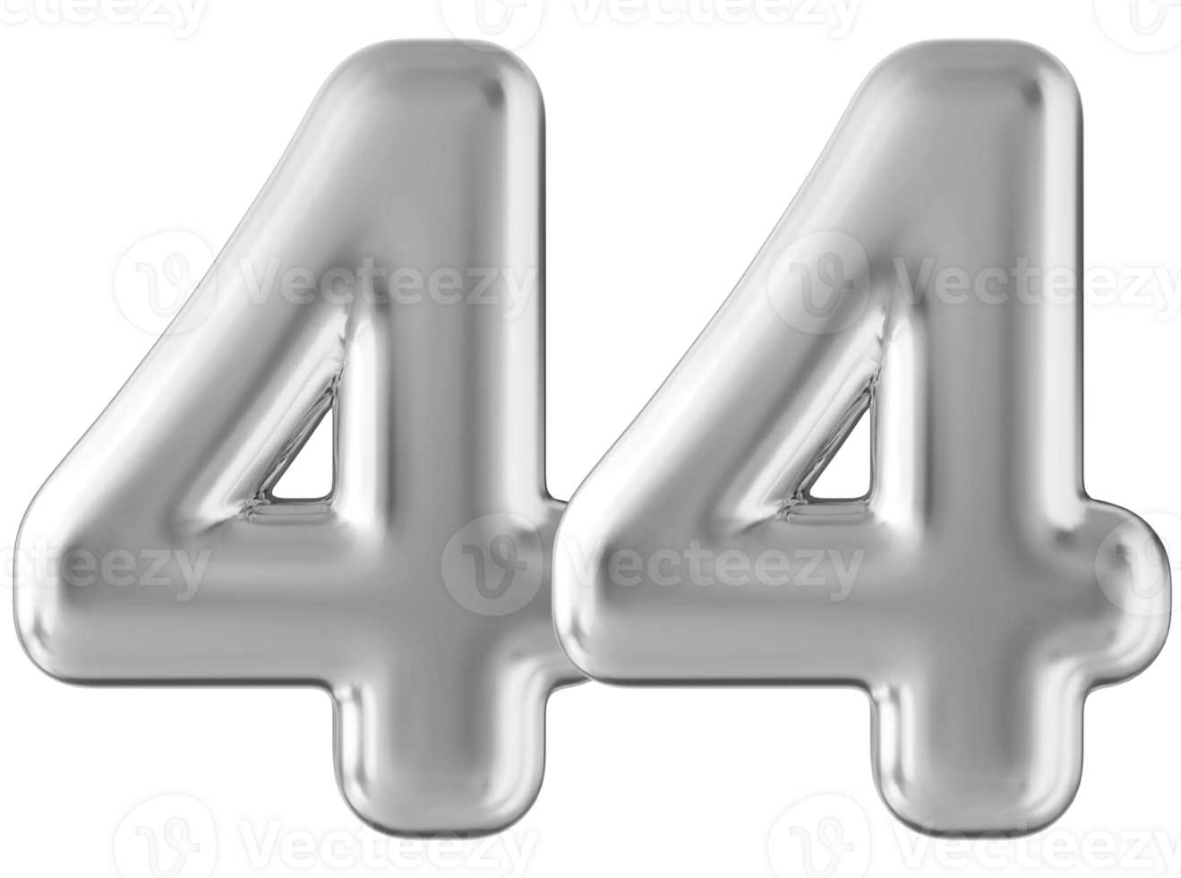 Silver 3d number 44 png
