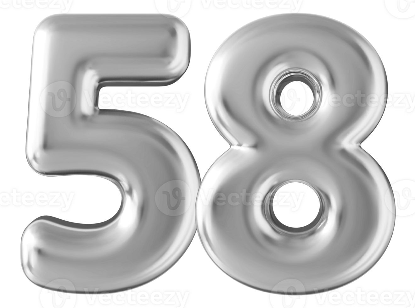 Silver 3d number 58 png
