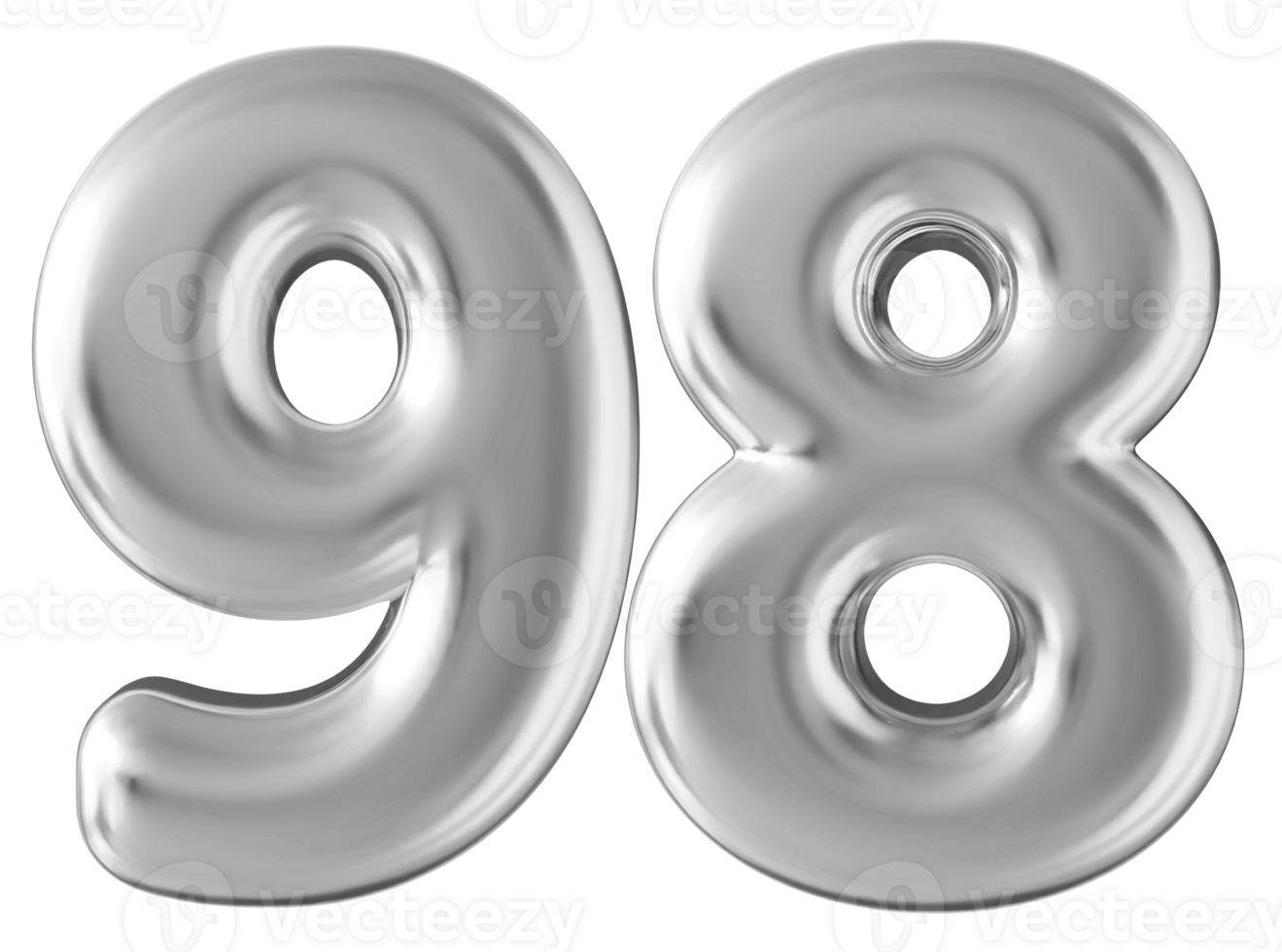 Silver 3d number 98 png