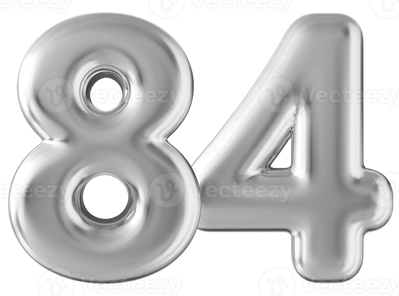 Silver 3d number 84 png