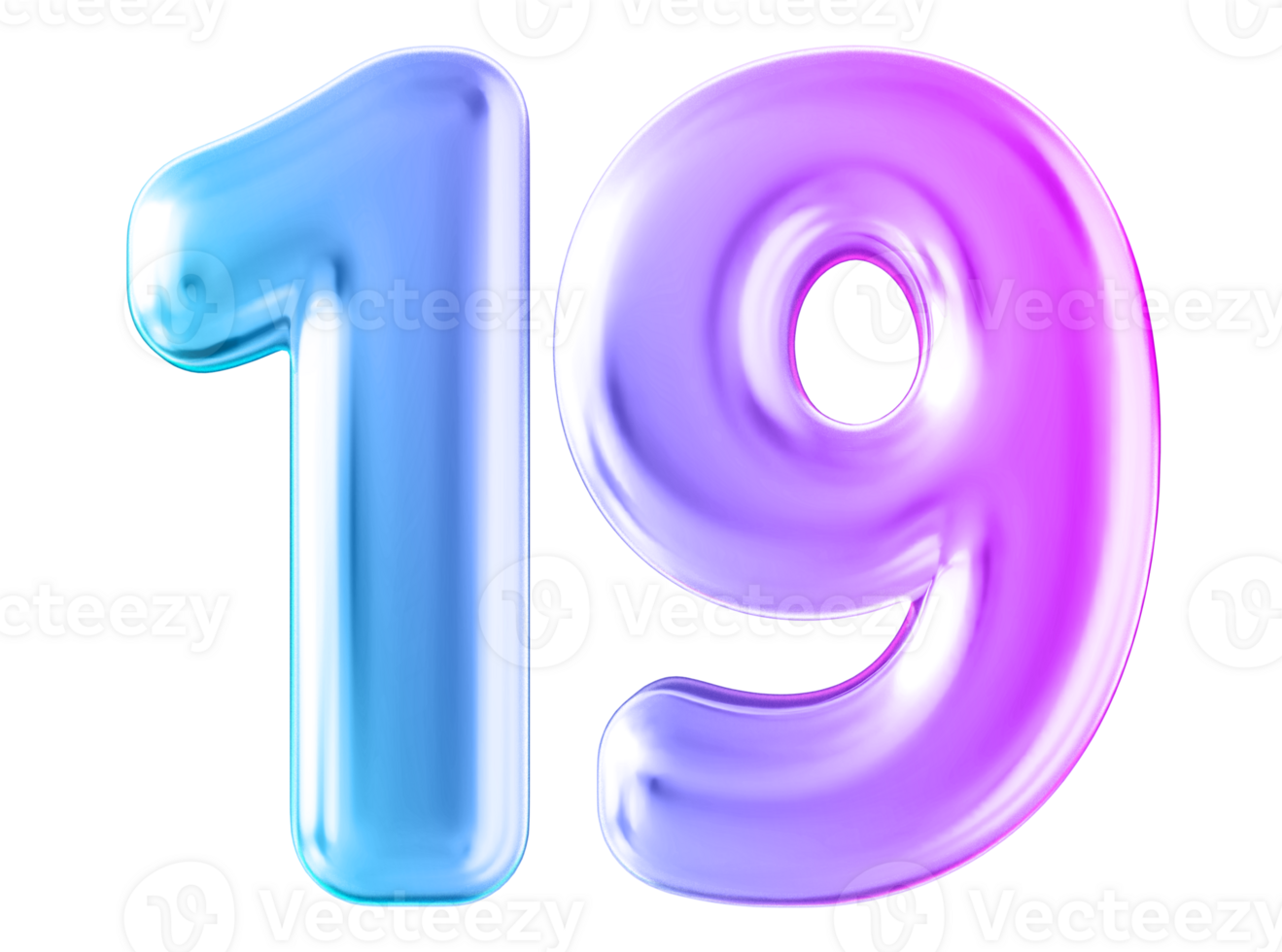 Gradient 3d number 19 png