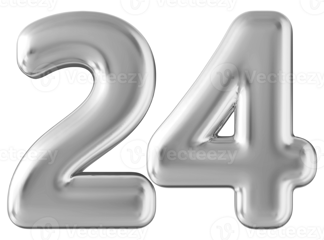 Silver 3d number 24 png