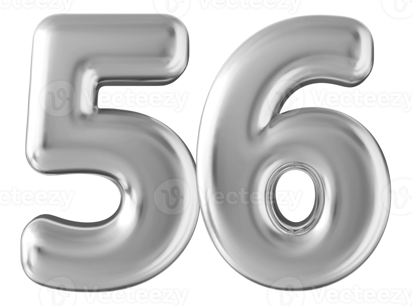 Silver 3d number 56 png