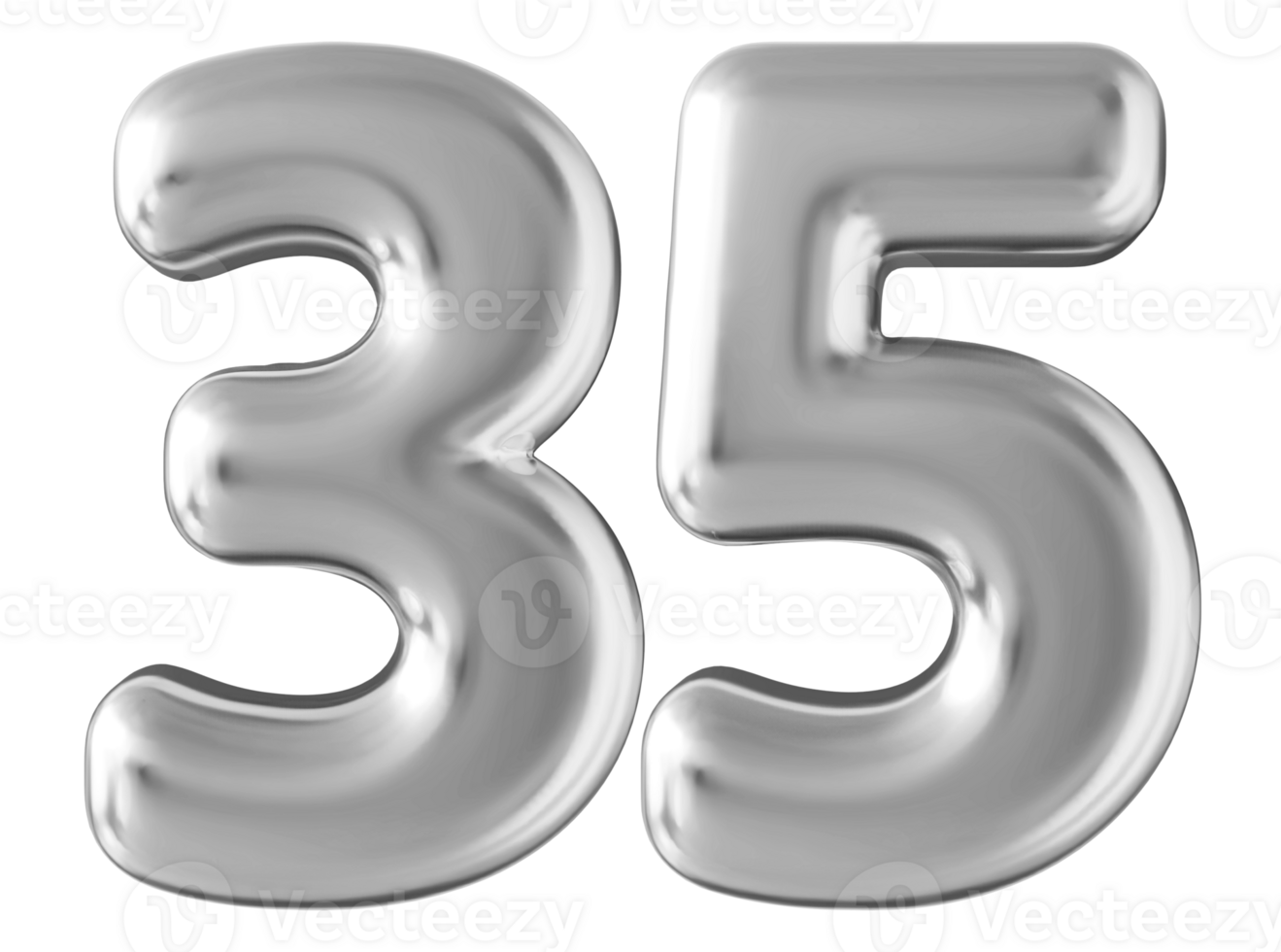 Silver 3d number 35 png