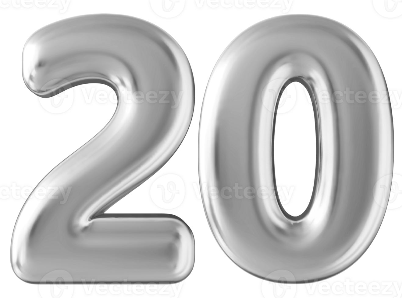 Silver 3d number 20 png