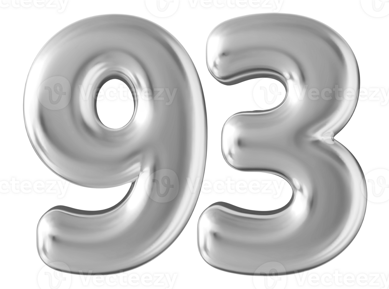 Silver 3d number 93 png