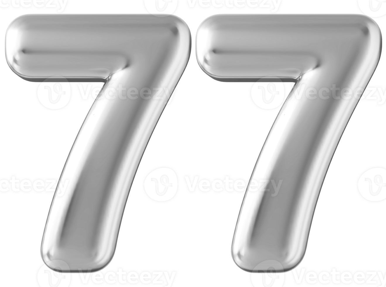 Silver 3d number 77 png
