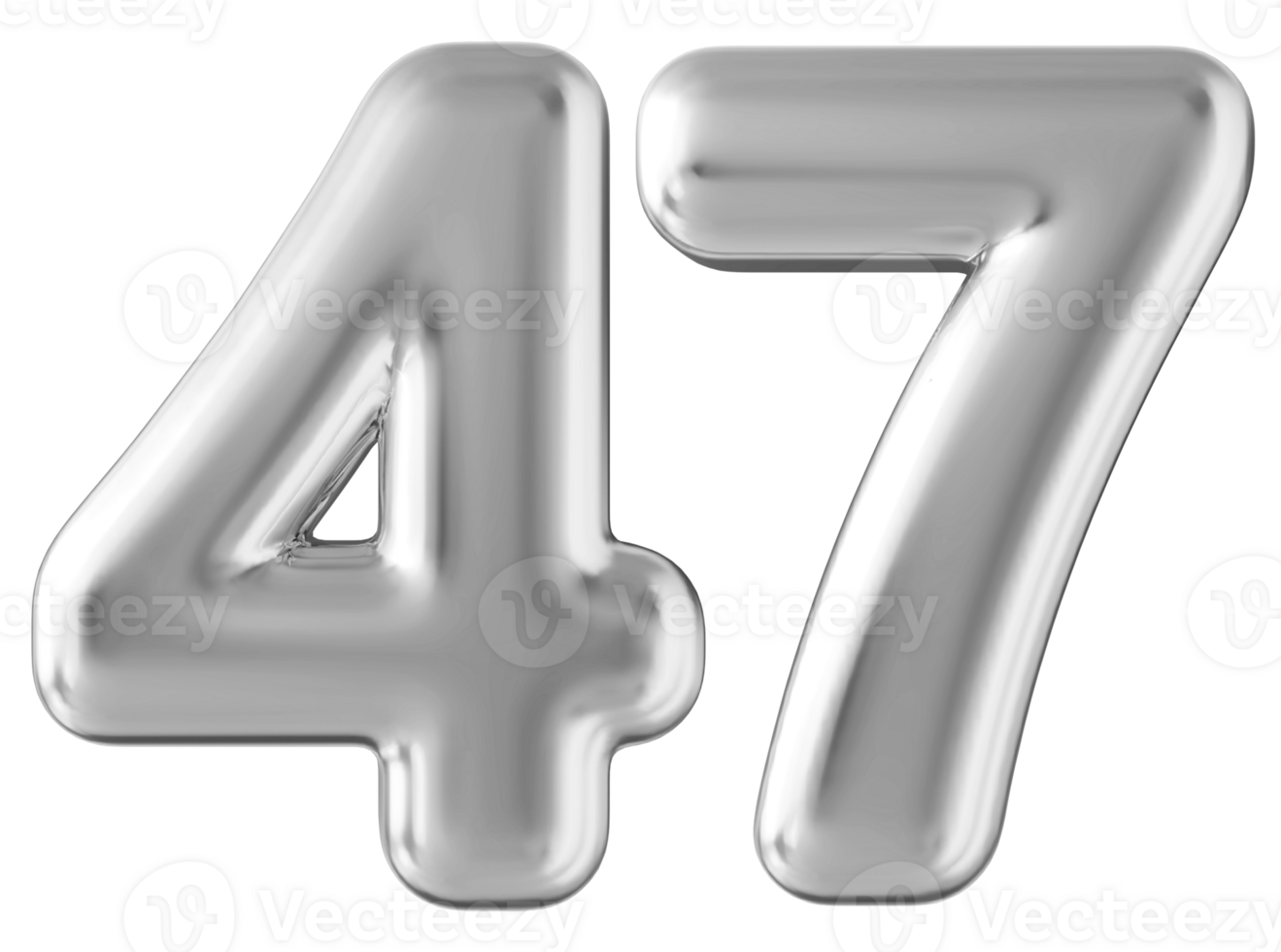 Silver 3d number 47 png