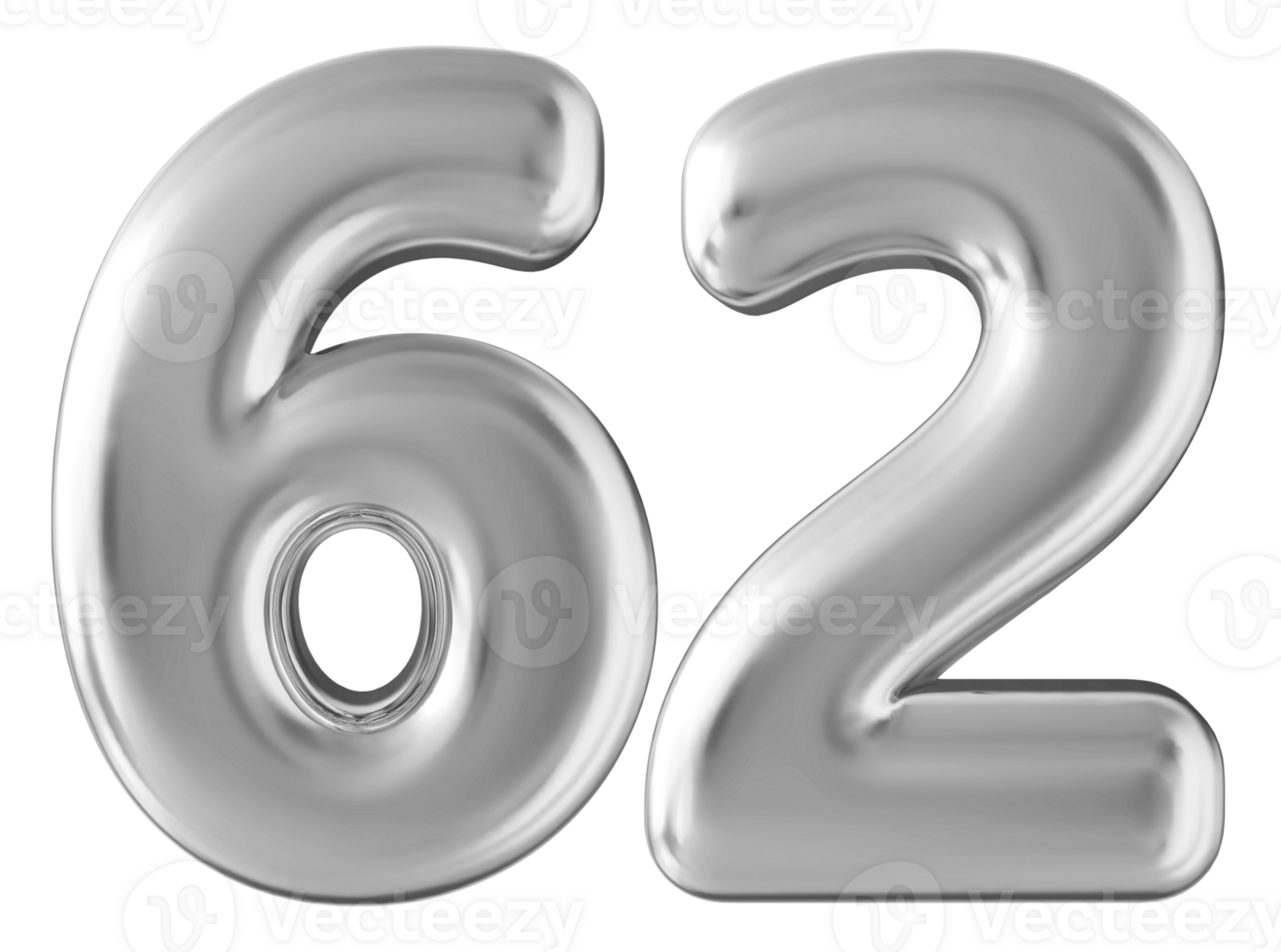 Silver 3d number 62 png