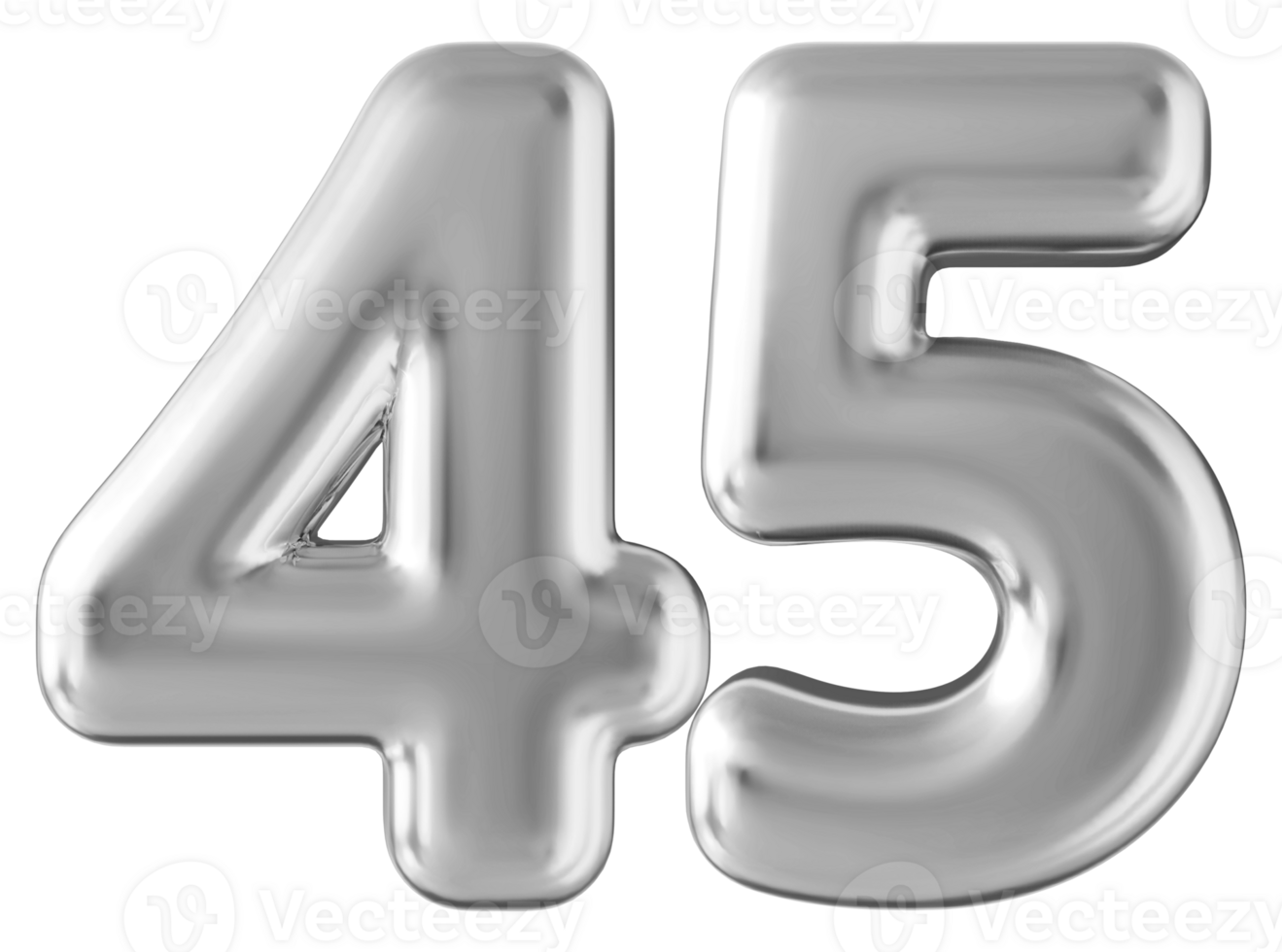 Silver 3d number 45 png