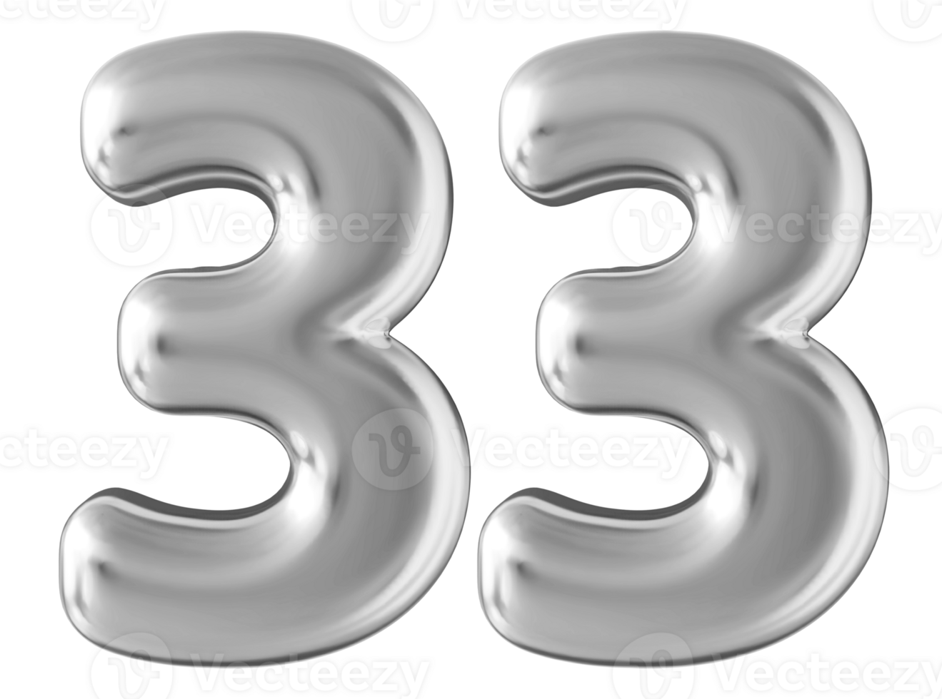 Silver 3d number 33 png