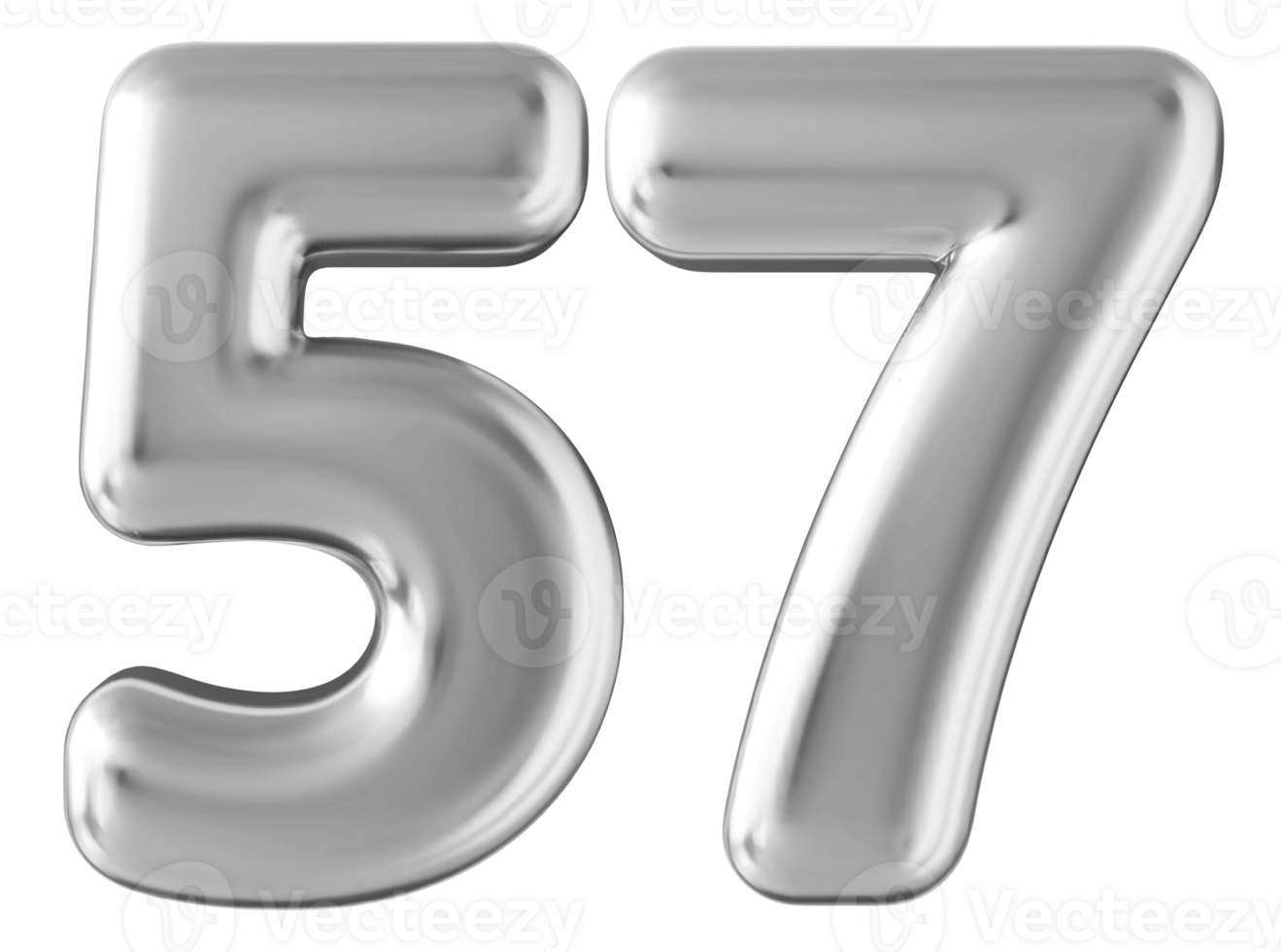 Silver 3d number 57 png