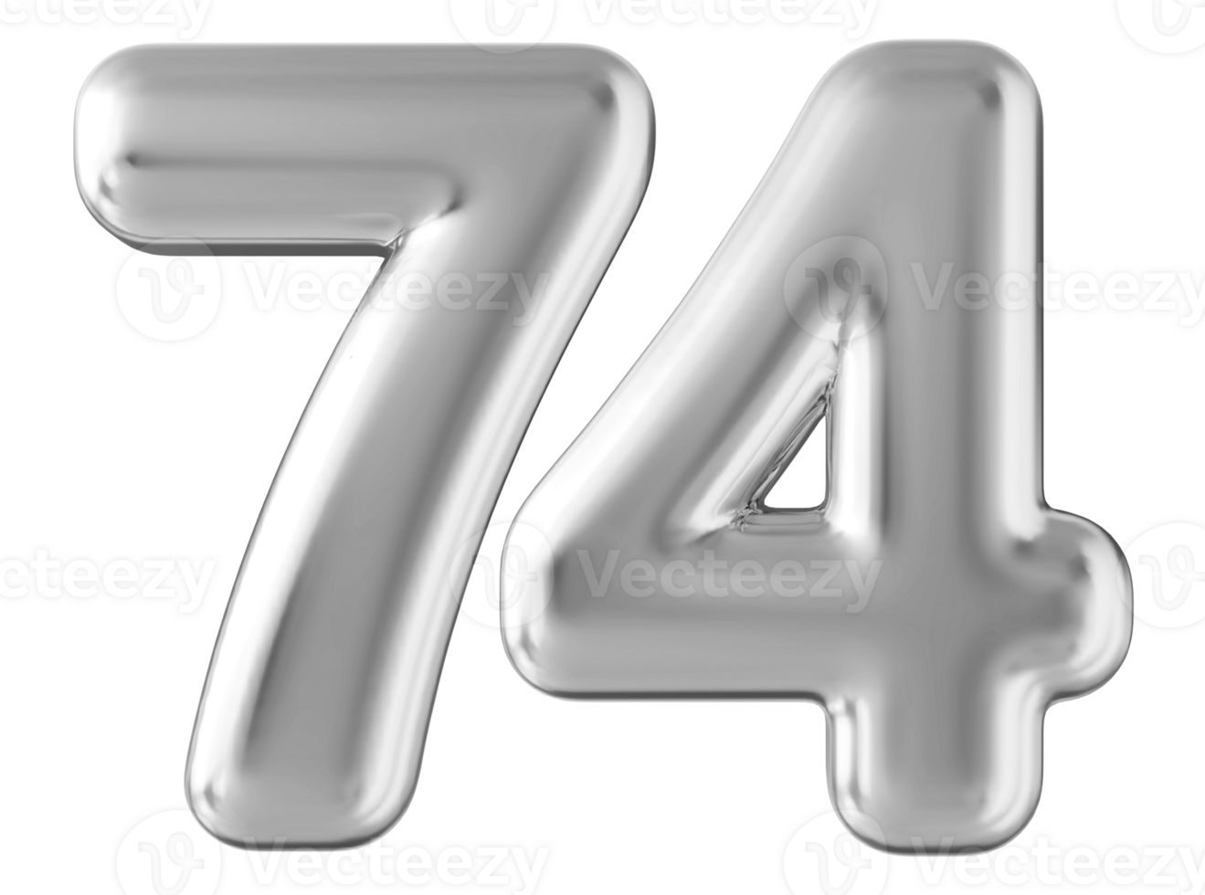 Silver 3d number 74 png