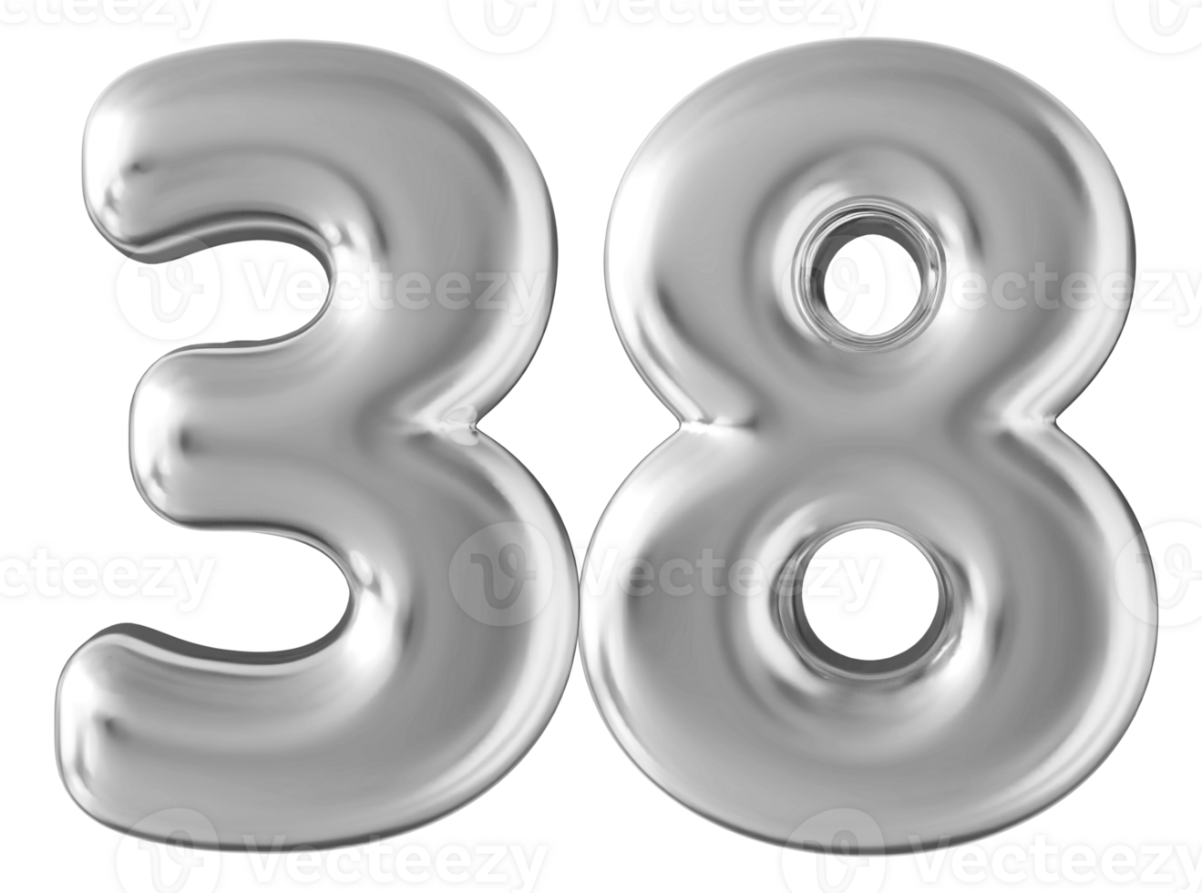 Silver 3d number 38 png