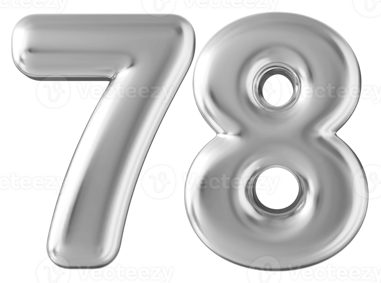 Silver 3d number 78 png