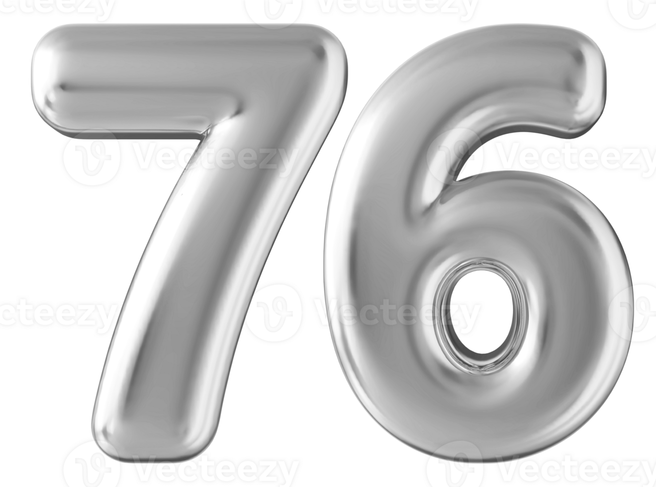 Silver 3d number 76 png