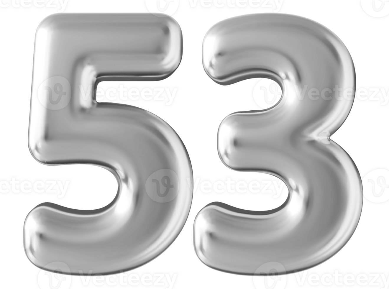 Silver 3d number 53 png