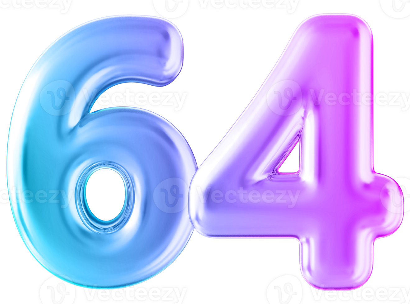 Gradient 3d number 64 png