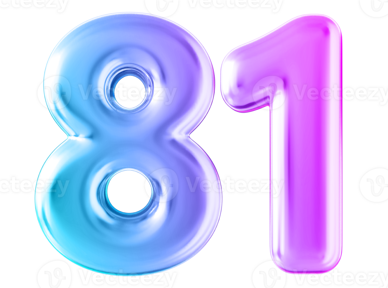Gradient 3d number 81 png