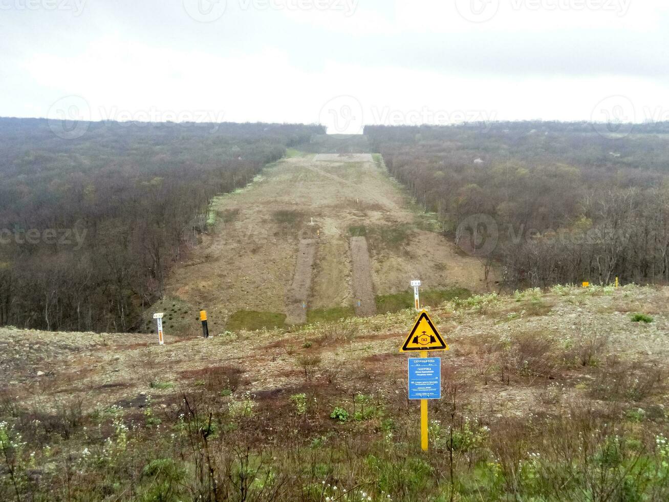 A clearing in the forest for the gas pipeline photo