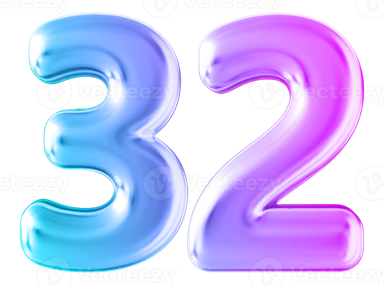 Gradient 3d number 32 png