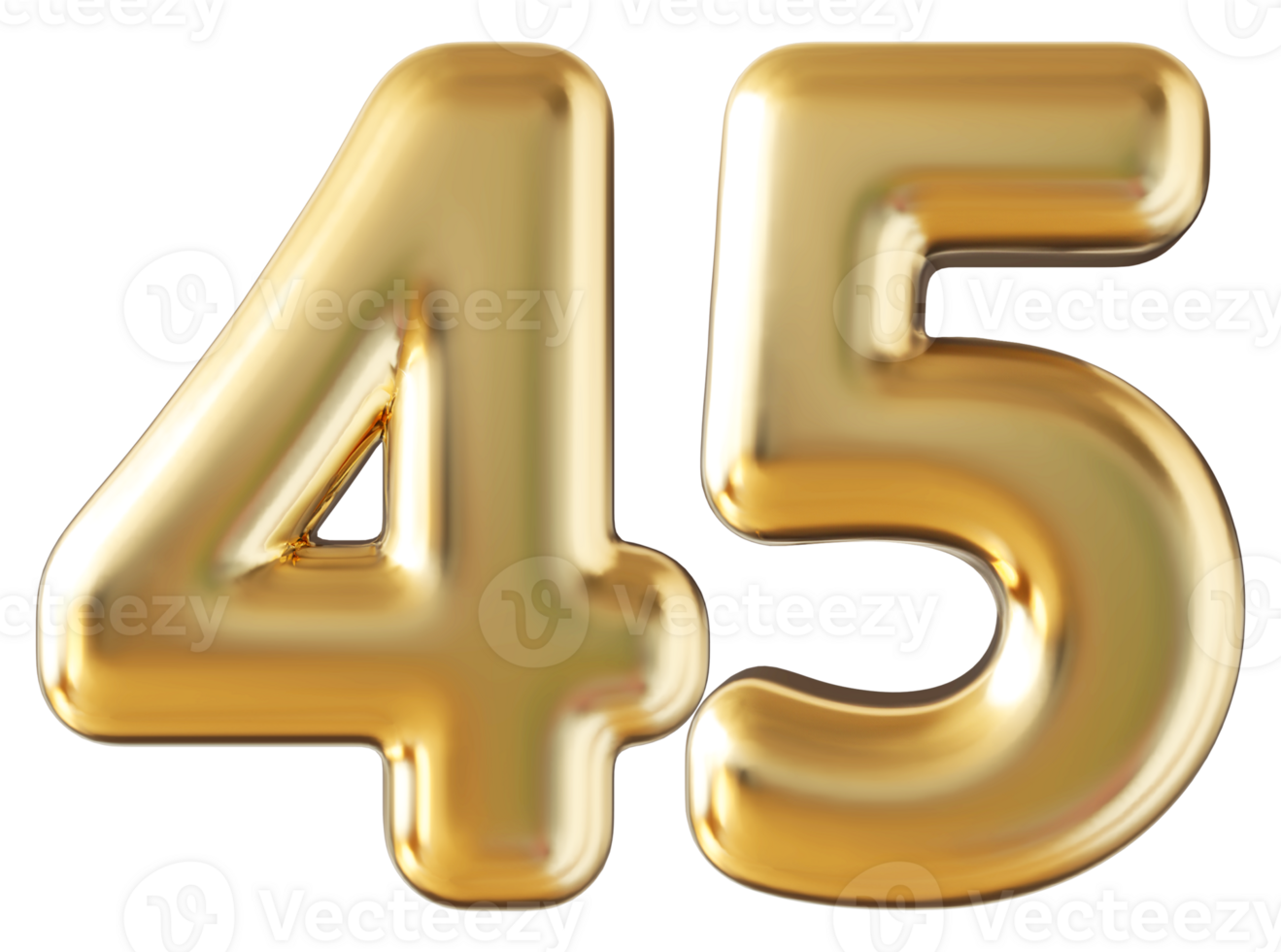Gold 3d number 45 png