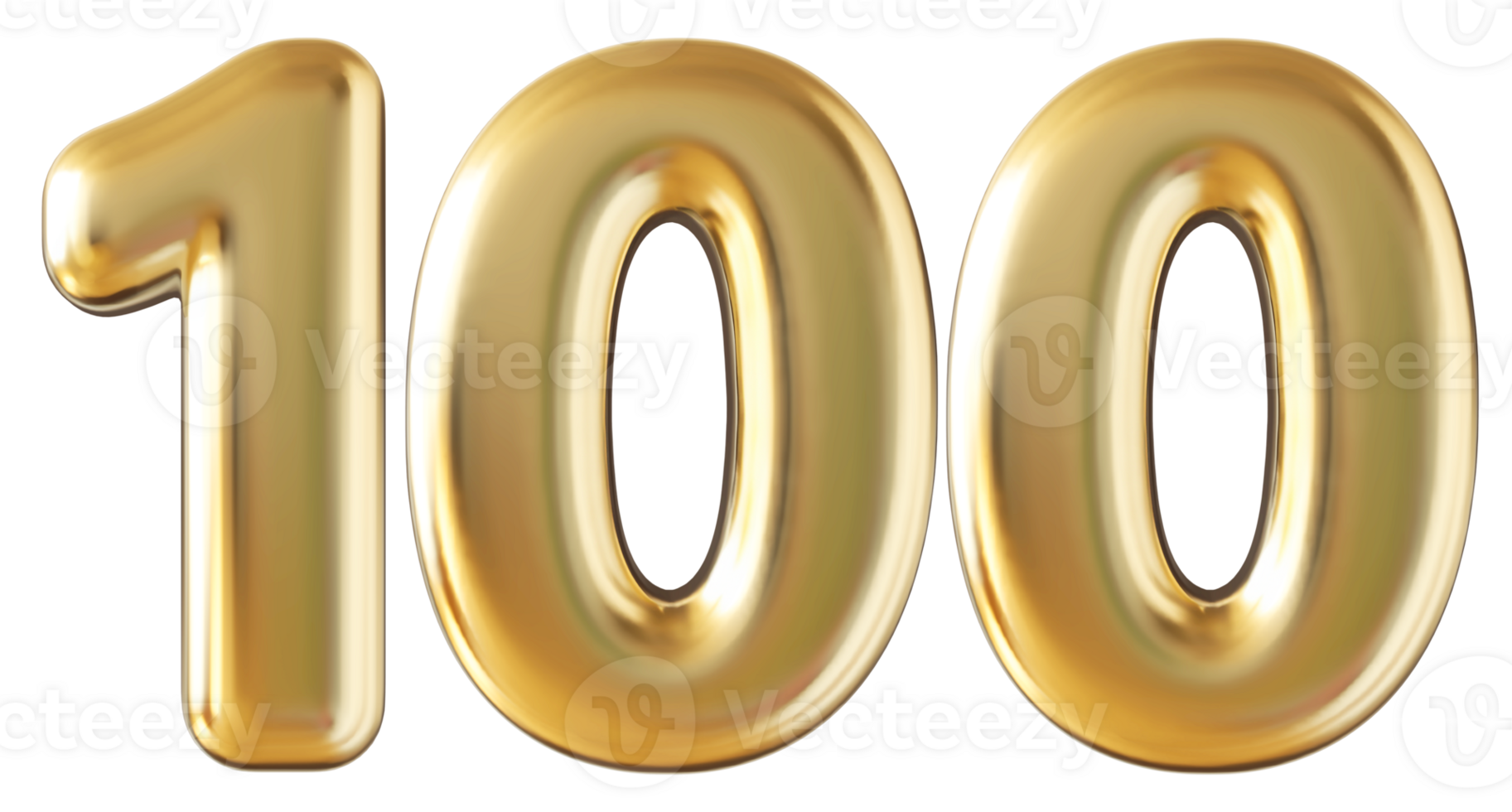 Gold 3d number 100 png